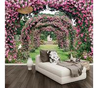 XLMING Vite Romantica Rose Archi Giardino Paesaggio Carta Da Parati 3D Seta lusso Studio Sala Pranzo Divano Camera Per Mobili Letto Soggiorno Tv Muro-300cm×210cm