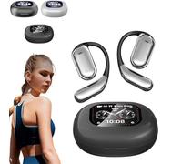 Xlorehinory auricolari auricolari aperto, vere potenti auricolari Bluetooth 5.4 Open Aid, IPX5 Waterproof, Non in Ear Sports Wireless Cuffie (Black Upgrade)