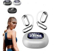 Xlorehinory auricolari auricolari aperto, vere potenti auricolari Bluetooth 5.4 Open Aid, IPX5 Waterproof, Non in Ear Sports Wireless Cuffie (Sliver)