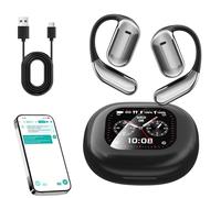 Xlorehinory Open Ear Earbuds, 2025 New Talk Buds Translator Earbuds, True Powerful Bluetooth 5.4 Open Ear Earbud with LED Display, IPX5 Waterproof (black)