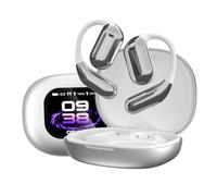 Xlorehinory Open Ear Earbuds,Earhook Lcd Color Screen Headset,Ipx5 Waterproof Smart touch Open listening for Running And Workouts (Silver)