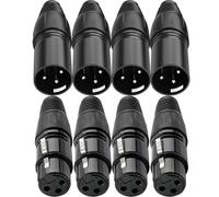 XLR 3 pin connettore saldatore, 4 maschi e 4 femmine, adatto per microfoni e audio, alta conduttività e rumore ultra basso, spina di saldatura XLR 3 pin, colore nero