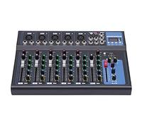 Xlsdlvcnxz Schede di mixaggio a 7 canali, mixer audio portatile Bluetooth w/USB,Console di mixaggio audio DJ MP3 Jack 48 V di alimentazione per computer, registrazione in studio