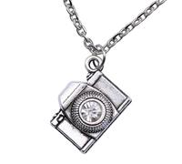 XLTEAM Collana Casual Ciondolo Collana con Ciondolo di Cristallo per Le Donne Antica Macchina Fotografica di Colore Argento Gioielli per Feste Regalo di Compleanno