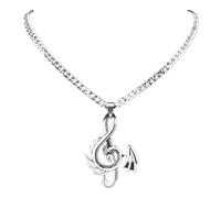 XLTEAM Collana Ciondolo Drago Nota Musicale Collana Pendente Creativa per Le Donne degli Uomini Colore Argento Hip Hop Punk Collane Gioielli N9620S03 Gioielli del Partito Regalo Compleanno