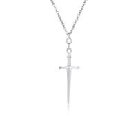XLTEAM Collana Unisex Ciondolo Collana Spada e Croce Ciondolo Donna, Colore Argento Antico Vintage, Semplice, Alla Moda, Regali Di Compleanno