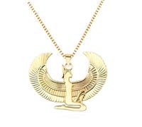 XLTEAM Neutro Collana Ciondolo Antico Egitto Mitologia Dea Iside Ali Ciondolo Collana per Le Donne Vintage Egitto Ornamento Colore Oro Regolabile Gioielli Regalo Regali di Compleanno
