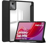 XLTTONG Custodia per Lenovo Tab M11 11 pollici 2024, supporta il risveglio/sonno automatico, supporto tripartito, portapenne e combinazione in TPU Acrilico (nero)