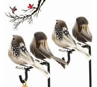 xlwen 4 Pezzi Uccelli Artificiali con Piume,Uccelli Finti Decorativi Piccoli per Decorazione,uccelli Artificiali di Pettirosso In Schiuma con Clip per la Casa il Giardino le Feste