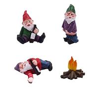 xlwen Nani Da Giardino,4 pezzi Statuette a Forma di Gnomo,Mini Gnomi da Giardino, con Statuetta a Forma di Gnomo Realizzato a Mano, per Decorazione da Giardino, per Interni o Esterni