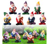 xlwen Nani Da Giardino, 7 pezzi Statuette a Forma di Gnomo,Mini Gnomi da Giardino, con Statuetta a Forma di Gnomo Realizzato a Mano, per Decorazione da Giardino, per Interni o Esterni