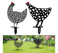 xlwen Pollo Decorazione Della Statua,2 Pezzi Gallina Da Giardino,Palo di gallo,Regalo di Decorazione della Statua di Arte del Giardino, Adatto per Prato, Cortile, Giardino All'aperto, Percorso