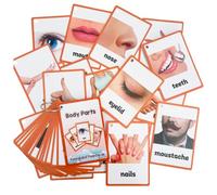 XLWLLNJ 35 Pezzi Flashcard Delle Parti Del Corpo in Inglese Impermeabili Flashcard di Apprendimento Precoce Colorate Carte con Immagini e Parole per Genitori