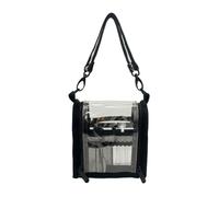 XLWLLNJ Cosmetic Organizer Borsa Trucco Beauty Case Contenitore Porta Cosmetici con Fasce Interne Antisversamento Cinghia a Spalla Rimovibile Nera Adatto a Valigia Toeletta Bagno 18x18x10.5cm