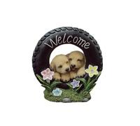 XLWLLNJ Lampada Solare Ornamentale con Ruota E Motivo del Cane Elemento Decorativo Impermeabile con Fiori E Foglie Fornisce Luce Accogliente per Patii E Aree Esterni