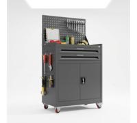 XLWLLNJ Mobile Storage Cabinet Attrezzi con Doppia E Cassetti Estraibili in Acciaio Resistente con Ruote per Movimentazione Facile Adatto per Garage Privato, Grigio