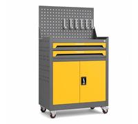 XLWLLNJ Mobile Storage Cabinet Attrezzi con Doppia E Cassetti Estraibili in Acciaio Resistente con Ruote per Movimentazione Facile Adatto per Garage Privato, Giallo