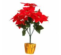 XLWLLNJ Pianta Natalizia Artificiale in Vaso Riutilizzabile Poinsettia con Vaso Decorativo Lussureggiante Poinsettia Artificiale per Ingresso, Caminetto