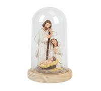 XLWLLNJ Presepe Natalizio con Statuette Religiose in Resina Ornamento Decorativo con Luce LED Soffusa E Vetro Trasparente Base Legno Robusta Adatto per Casa S, Stampella