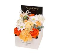 XLWLLNJ Sapone Da Bagno Ai Fiori di, Bellissime Rose Profumate Floreali, Sapone Ai Fiori Come Regalo, Regalo per, Festa Della Mamma, Arancione