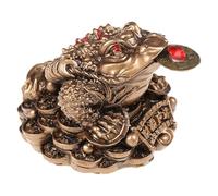 XLWLLNJ Statuetta di Rana in Resina Cinese Portafortuna, Rana a Tre Zampe, Rospo Della Ricchezza Feng Shui, Ornamento Da Tavolo Tradizionale Fatto a Mano, Ada, Bronzo