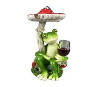 XLWLLNJ Statuetta di Rana, Statua da Giardino Unica Che Tiene in Mano Una Tazza di Vino, Scultura da Collezione di Animali per La Decorazione da Tavolo E da S, Rosso