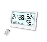 XLWLLNJ Termometro Digitale Igrometro Orologio Calendario Schermo Largo con Dati Istantanei E Retroilluminazione Tattile in per Interni Ufficio Camera Bambini Notte, Caricatore 3C Top