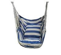XLYMTLSO Camping Hammock, 1 Sedia a Dondolo da Esterno, Sedia a Dondolo in Tela for Il Tempo Libero, Senza Cuscino e Cuscino, Amaca da Interno ed Esterno,Single or Double(Blue And White)