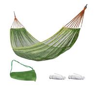 XLYMTLSO Camping Hammock, Hickened Rope Hammock Garden Outdoor Mesh Hammock Portable Simple Hammock Hanging Bed Double Outdoor Hammock with Bag,Single or Double(Upgraded Army Green)