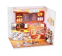 XLZSP DIY Bedroom Doll House Miniature Doll House Furniture Kit Afternoon Tea Cake Manufact Children's Wooden Mini Toy Poison
