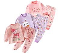 XM-Amigo 3 Set Coordinati Intimi Termici in Cotone per Bambine Piccole
