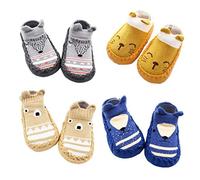 XM-Amigo, 4 paia di calzini antiscivolo per bambini e bambine, per interni, (Blu Set01.), 0-6 mesi