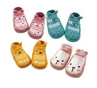 XM-Amigo, 4 paia di calzini antiscivolo per bambini e bambine, per interni, (Rosa Set02), 12-18 mesi