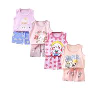 XM-Amigo 8 Pezzi per Ragazze Bambini Neonati Canotta Senza Maniche Top Canottiere morbide Shorts con Pantaloncini Outfit Set,età 3-9 Mesi(Consigliata Bambini Altezza:66-73 cm) Etichetta:50