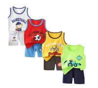 XM-Amigo 8 Pezzi per Ragazzi Bambini Neonati Canotta Senza Maniche Top Canottiere morbide Shorts con Pantaloncini Outfit Set,età 6-18 Mesi(Consigliata Bambini Altezza:73-80 cm) Etichetta:55