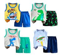 XM-Amigo 8 Pezzi per Ragazzi Bambini Neonati Canotta Senza Maniche Top Canottiere morbide Shorts con Pantaloncini Outfit Set,età 4-5 Anni (Consigliata Bambini Altezza: 110-120cm) Etichetta:75