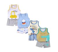 XM-Amigo 8 Pezzi per Ragazzi Bambini Neonati Canotta Senza Maniche Top Canottiere morbide Shorts con Pantaloncini Outfit Set,età 6-18 Mesi(Consigliata Bambini Altezza:73-80 cm) Etichetta:55