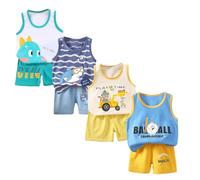 XM-Amigo 8 Pezzi per Ragazzi Bambini Neonati Canotta Senza Maniche Top Canottiere morbide Shorts con Pantaloncini Outfit Set,età 3-9 Mesi(Consigliata Bambini Altezza:66-73 cm) Etichetta:50