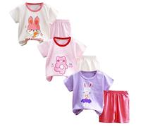 XM-Amigo Baby Mädchen 3er Set Kurzarm Shorts T-Shirts Halbarm,6er Pack （mit Schulterschnalle,Packungsgröße: 60/90 ）
