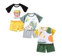 XM-Amigo Completo in Cotone, Maglietta a Manica Corta e Pantaloncini per Bambino e Ragazzo, 3 Set 6 Pezzi Senza Fibbia sulla Spallina, 5-7 Anni, Taglia 80/130
