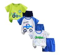 XM-Amigo Completo in Cotone, Maglietta a Manica Corta e Pantaloncini per Bambino e Ragazzo, 3 Set 6 Pezzi Senza Fibbia sulla Spallina, 3-4 Anni, Taglia 70/110