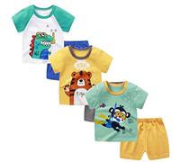 XM-Amigo Completo in Cotone, Maglietta a Manica Corta e Pantaloncini per Bambino e Ragazzo, 3 Set 6 Pezzi Senza Fibbia sulla Spallina, 3-4 Anni, Taglia 70/110