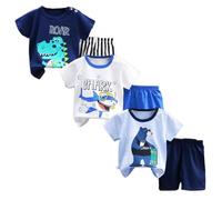 XM-Amigo Completo in Cotone, Maglietta a Manica Corta e Pantaloncini per Bambino e Ragazzo, 3 Set 6 Pezzi con Fibbia sulla Spallina, 2-3 Anni, Taglia 65/100