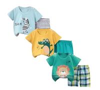 XM-Amigo Completo in Cotone, Maglietta a Manica Corta e Pantaloncini per Bambino e Ragazzo, 3 Set 6 Pezzi con Fibbia sulla Spallina, 2-3 Anni, Taglia 65/100