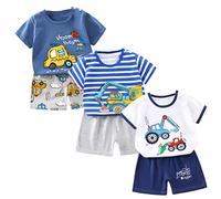 XM-Amigo Completo in Cotone, Maglietta a Manica Corta e Pantaloncini per Neonato e Bambino, 3 Set 6 Pezzi con Fibbia sulla Spallina, 6-18 Mesi, Taglia 55/80