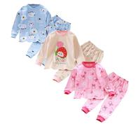 XM-Amigo Ragazze 3 Set da 6 Pezzi Strati Termici per Bambini Top e Pantaloni Biancheria Intima Termica per Bambini e Ragazzi Biancheria Intima Lunga e Lunga Pigiama Intimo Termico