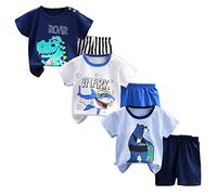XM-Amigo Set di 3 Pantaloncini a Maniche Corte a T-Shirt Maniche Corte per Neonati e Ragazzi, Confezione da 6, 6-18 Mesi(con Fibbia sulla Spalla-Display Etichetta: 55)