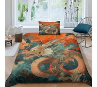XMABDIEPO Stampa 3D Chinese Dragon Set Di Biancheria Da Letto 3 Pezzi Set Copripiumino Con Cerniera E Federe Per Ragazzi E Ragazze,coppie,camera Da Letto,decorazione Single（135x200cm）