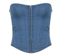 XMAIYIF Corsetto Donna Corsetto Femminile Top in Jeans Allacciata in Vita Shapewear-Blu-S