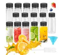 Xmart 16 Pezzi Bottiglie di Plastica da 60 ml/0.25oz Bottiglia Plastica Riutilizzabile Trasparenti Vuote Conservare Latte Acqua Vino Frullati Bevande